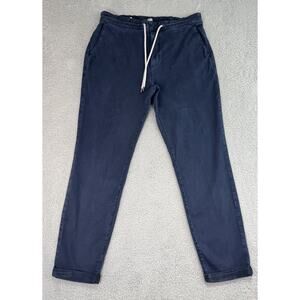 Paige Mens Pants 38(35X30) Blue Fraser Drawstring Brushed Twill Cuffed Stretch